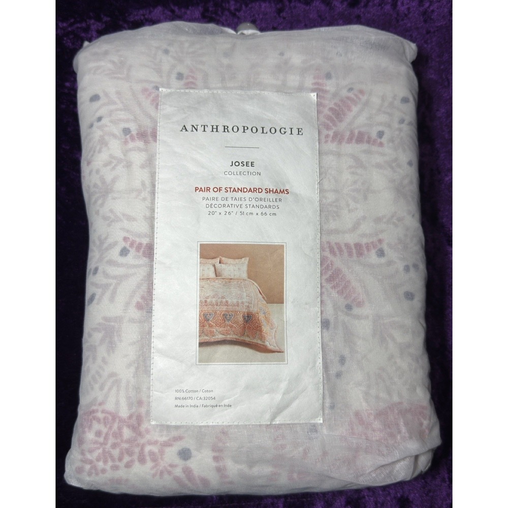 Anthropologie Shams‎ Josee Quilted Heart Floral Bohemian Paisley 100% Cotton